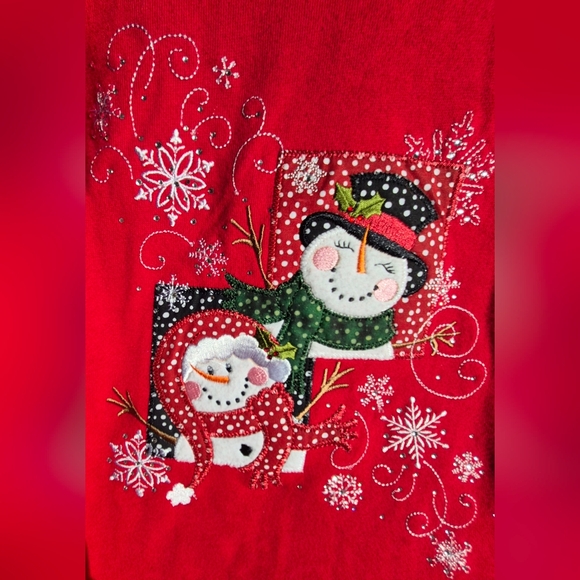 Decorated Originals Sweater Womens Size 3XL Snowman Patch Christmas Red Pullover - Picture 7 of 14
